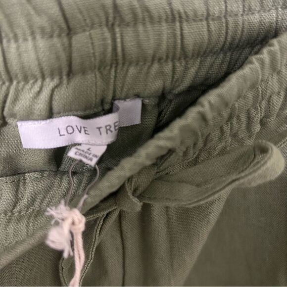 Love Tree | Olive Green Linen Women's Pants | Size Large NWT - Picture 2 of 4